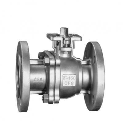 2-PC Stainless Steel Ball Valve Flange Ends With High Mounting Pad 